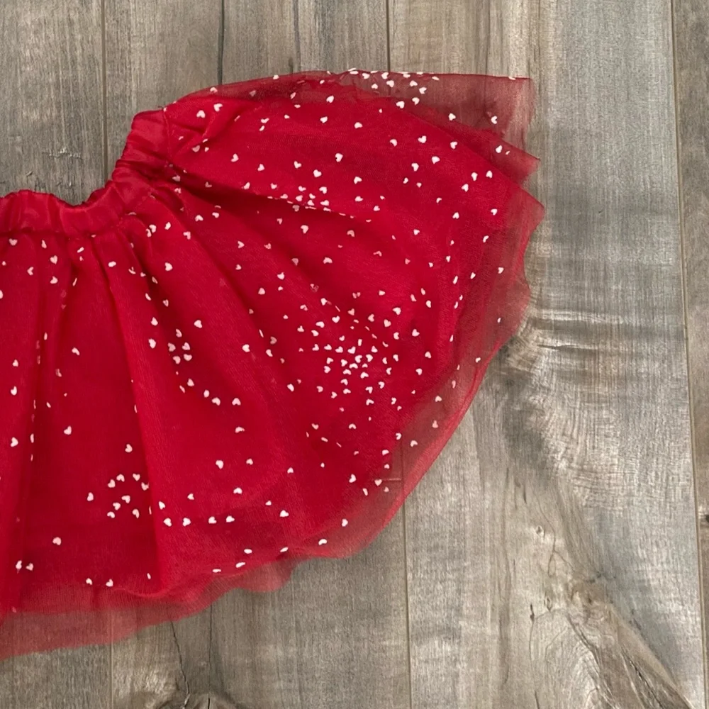 Gymboree Red Tulle Heart Pattern Skirt